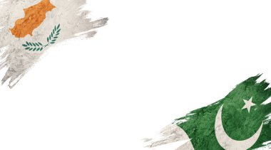 Beyaz Arkaplanda Kıbrıs ve Pakistan Bayrakları